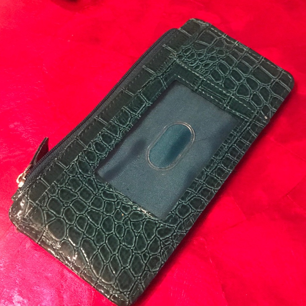 Turquoise crocodile stamped wallet